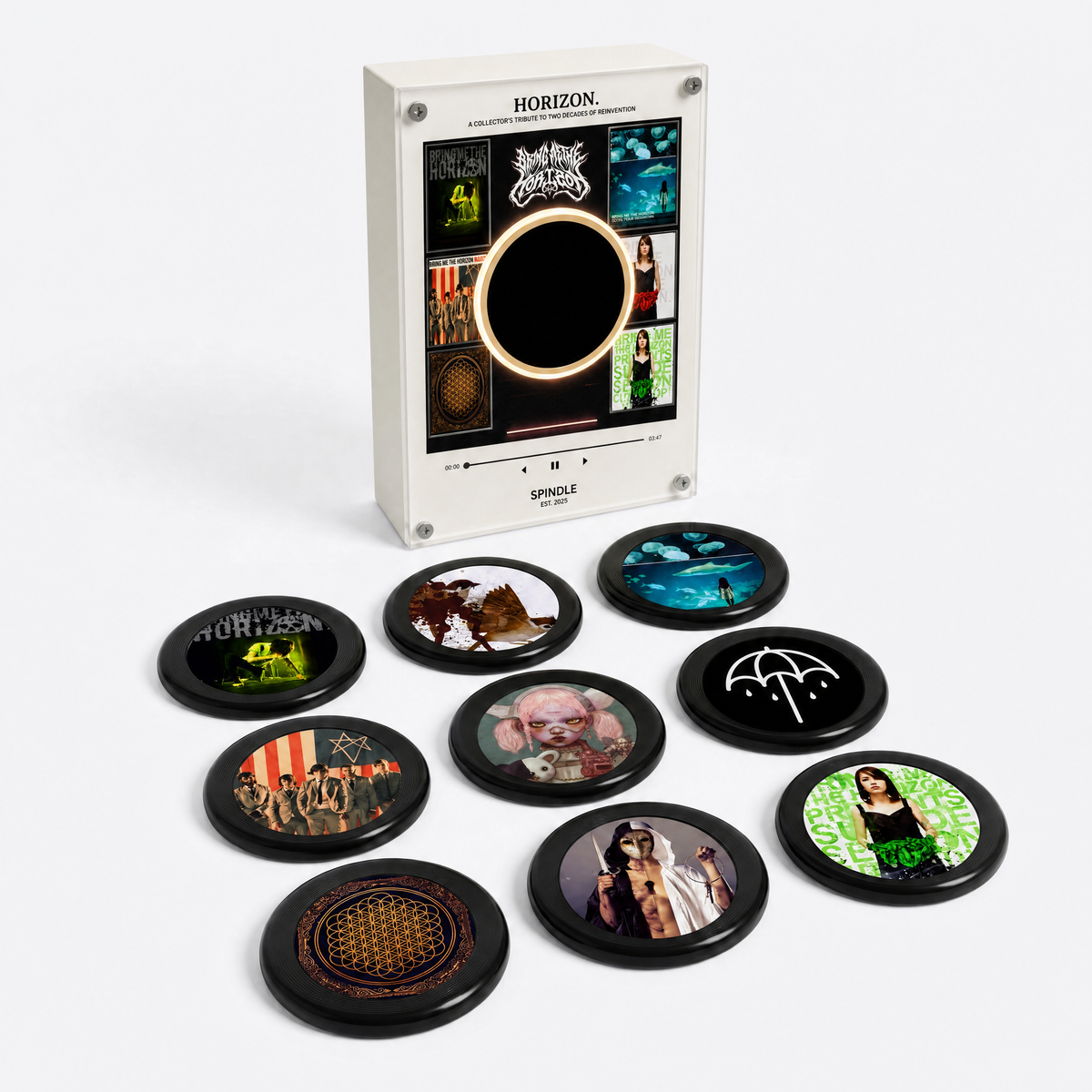 HORIZON display with all nine album discs